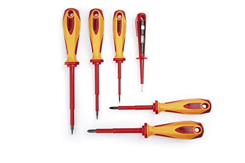 H + H Werkzeug Set Di Cacciaviti Vde, 6 Pezzi, Con Tester Di Tensione, Testato Vde, Prodotto In Germania