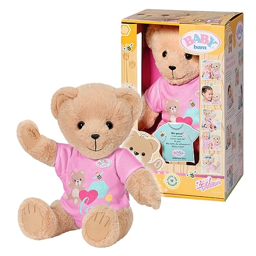 Baby Born- Zapf Creation 835609 Bär Pinkem Strampler-Teddybär Kuscheltier, Bewegliche Arme Beine, Drehbarer Kopf, Waschbar Per Handwäsche, Mit Freunds