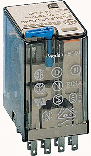Finder 55 Series Relè Industriale 24Vdc 4 Contatti 5A Pulsante + Led + Diodo