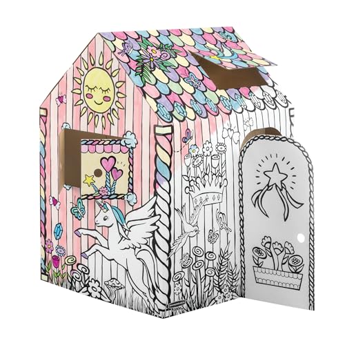 Bankers Box 1232401 Casetta Da Colorare Per Bambini Casa Degli Unicorni, In Robusto Cartone Ondulato 100% Riciclabile Fsc