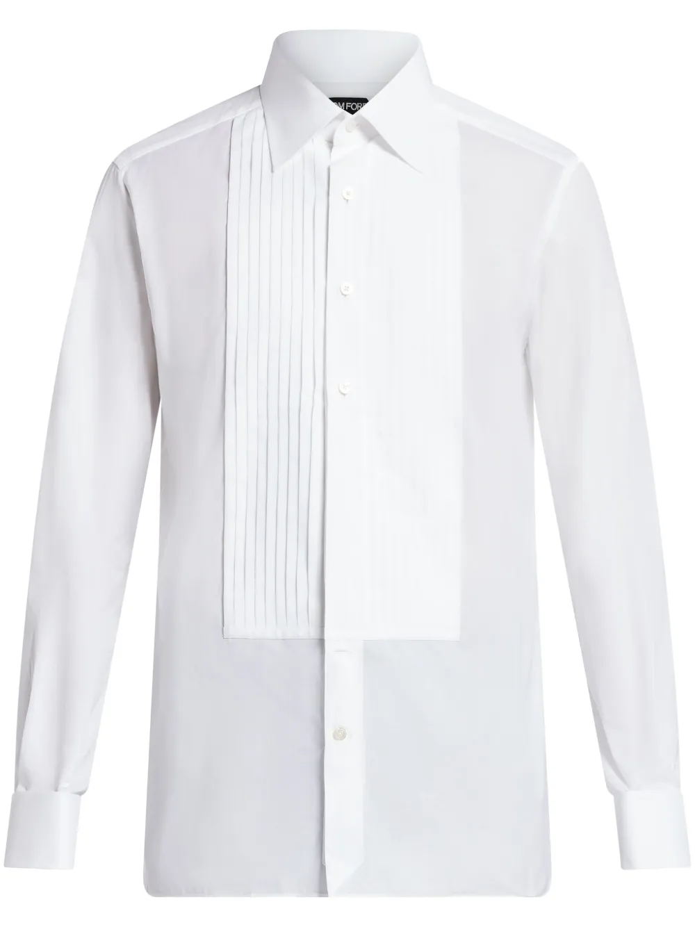 TOM FORD pleated bib-collar cotton shirt - Bianco