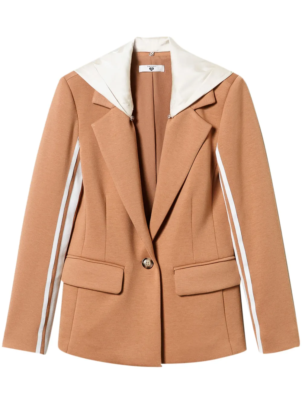 TWINSET hooded scuba-jersey blazer - Marrone