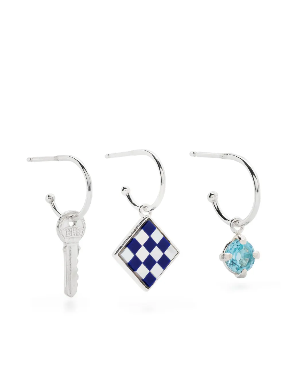Wouters & Hendrix mosaic and topaz hoop earrings - Argento