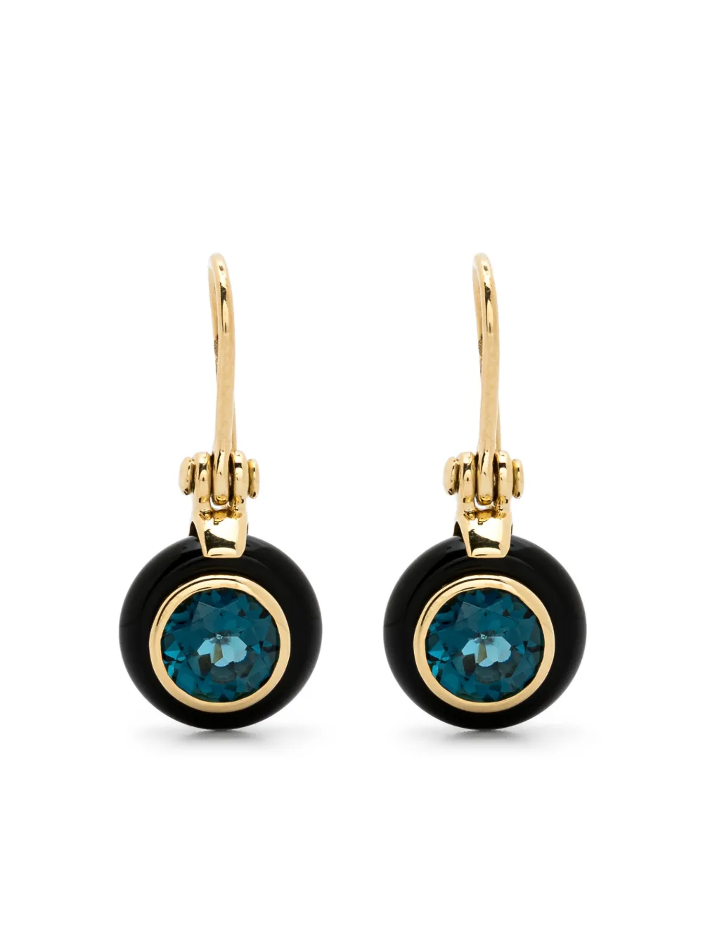 Sauer 18kt yellow gold Frames onyx and topaz earrings - BLUE