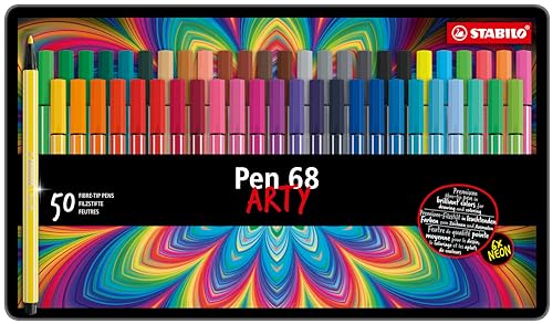 Pennarello Premium - Stabilo Pen 68 - Scatola In Metallo Da 50 - Colori Assortiti