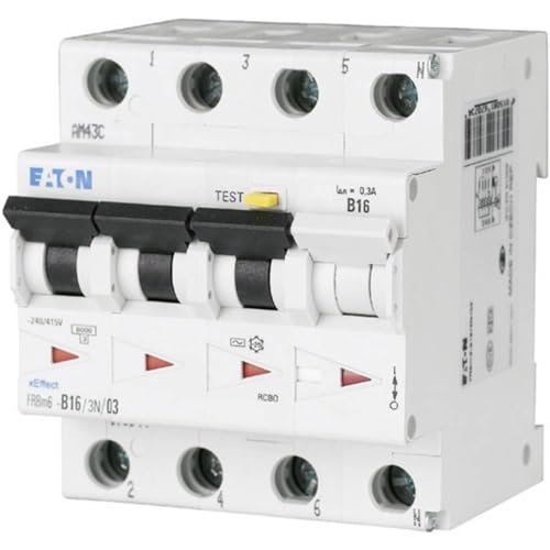 Eaton 170999 - Interruttore Di Circuito Fi, 4 Poli, 16 A, 0,03 A, 415 V/Ac