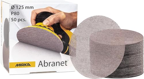 Mirka Abranet Griglia Di Levigaturat Ø 125Mm A Strappo / Grana P80 / 50 Pz /Adatto A Tutte Le Levigatrici Rotorbitali 125Mm / Per Levigare Legno, Stuc