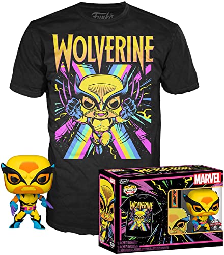 Funko Pop! & Tee: Xmen - Dementor - Wolverine - (Blacklight) - Medium - Marvel - T-Shirt, Maglietta - Vestiti Con Figura In Vinile Da Collezione - Ide