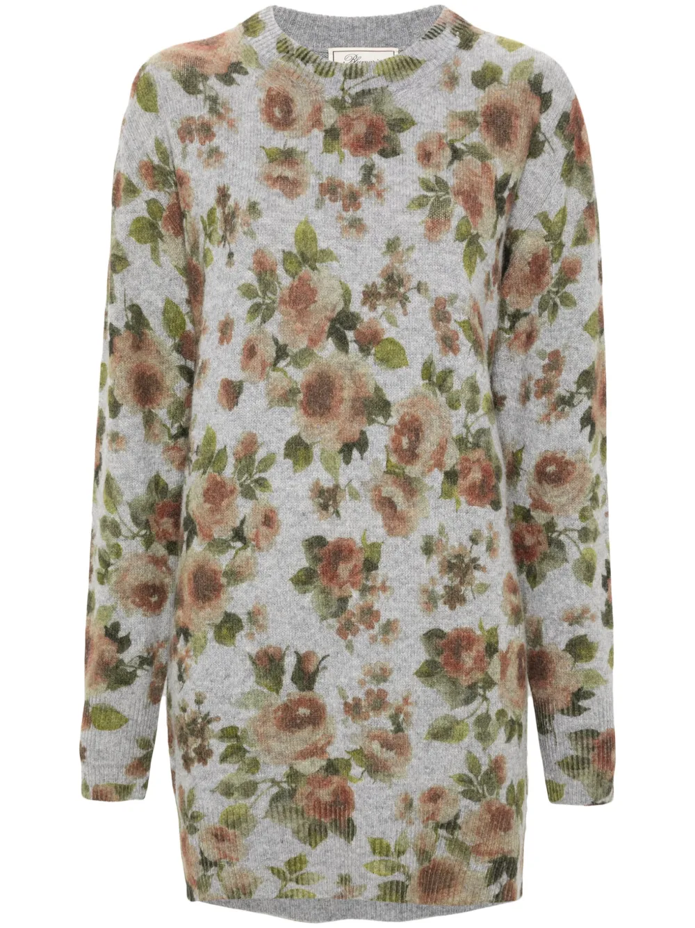 Blumarine floral-intarsia dress - Grigio