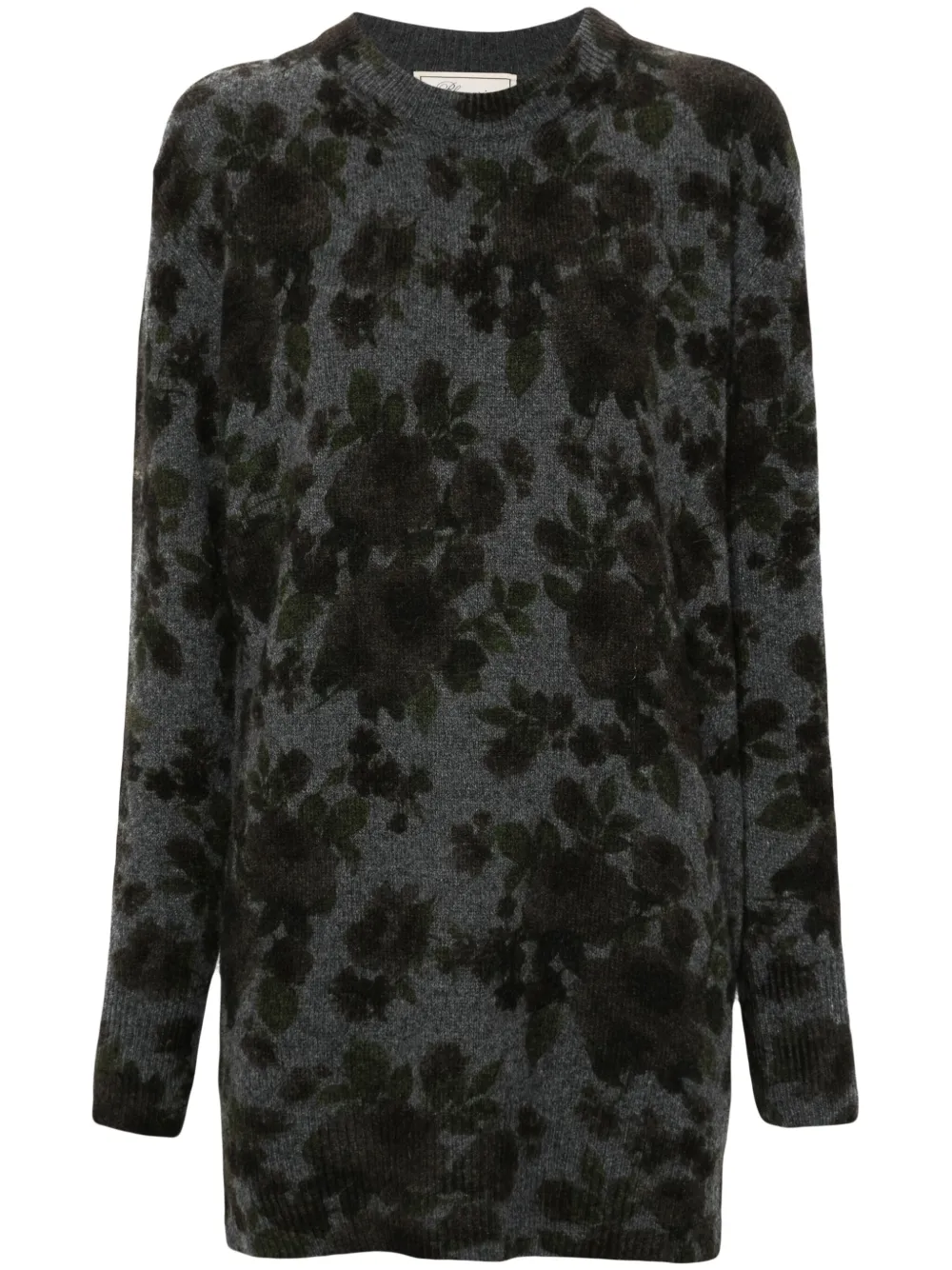 Blumarine floral-intarsia dress - Grigio