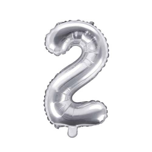 Palloncino Mylar A Forma Di Numero 2 Due Argento 35 Cm Compleanno Adulto Bambino