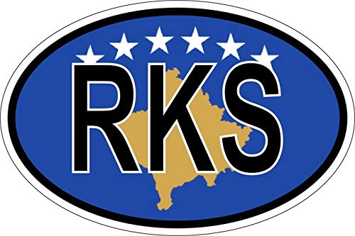 Akachafactory Sticker Adesivi Adesivo Bandiera Ovale Codice Paese Kosovo Rks