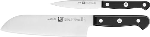 Zwilling Set Coltelli Gourmet, 2 Pz (Spelucchino/ 10 Cm, Santoku 18 Cm), Acciaio Inox, Manico Ergonomico, Nero - Made In Germany
