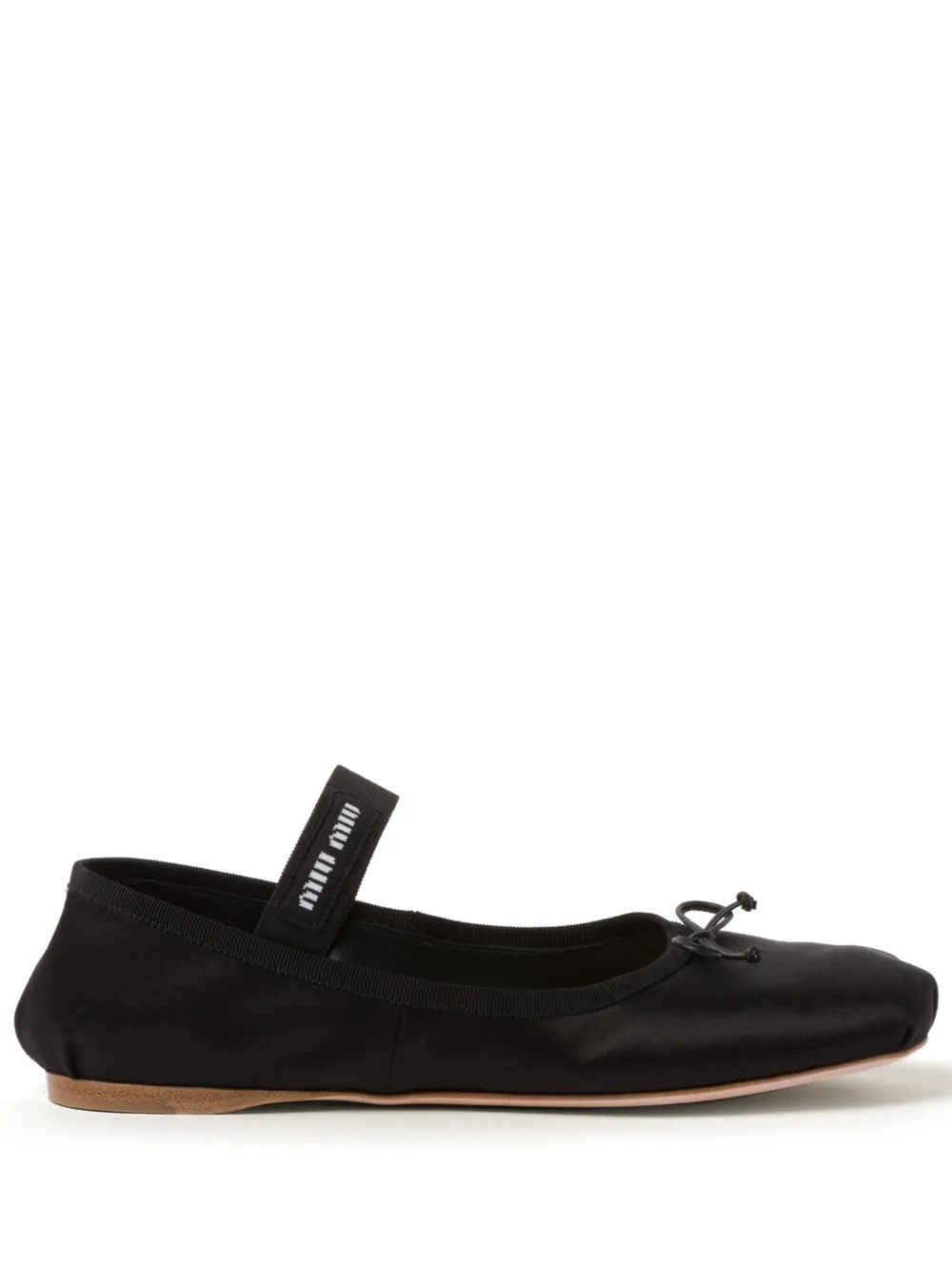 Miu Miu logo-strap ballerina shoes - Nero