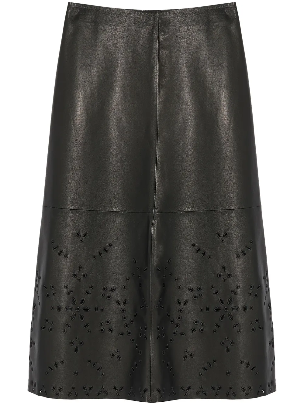 Yves Salomon leather midi skirt - Nero