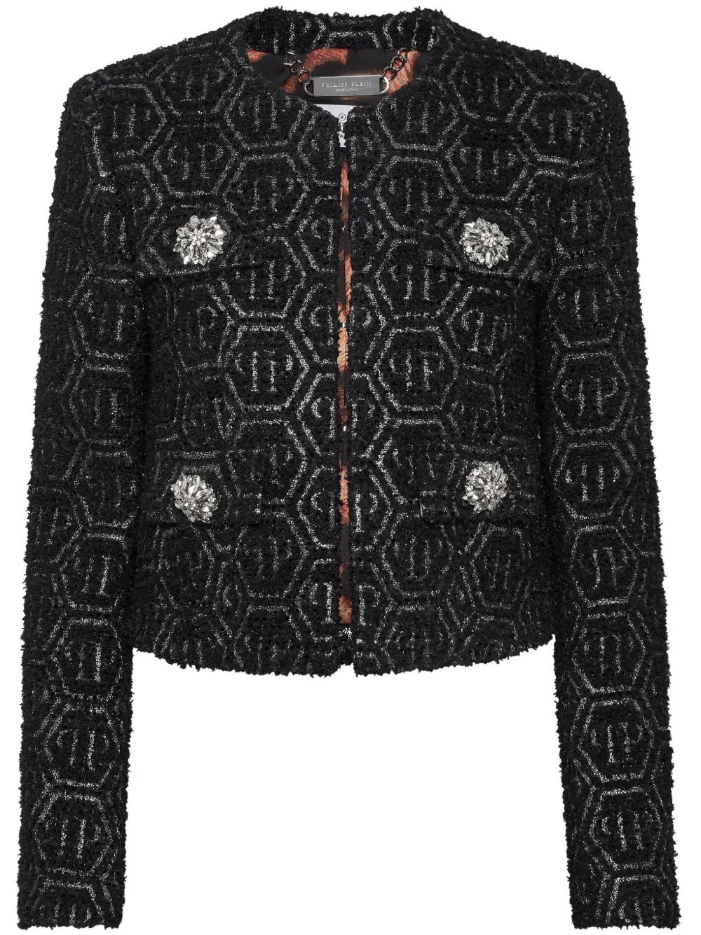 Philipp Plein monogram tweed jacket - Nero