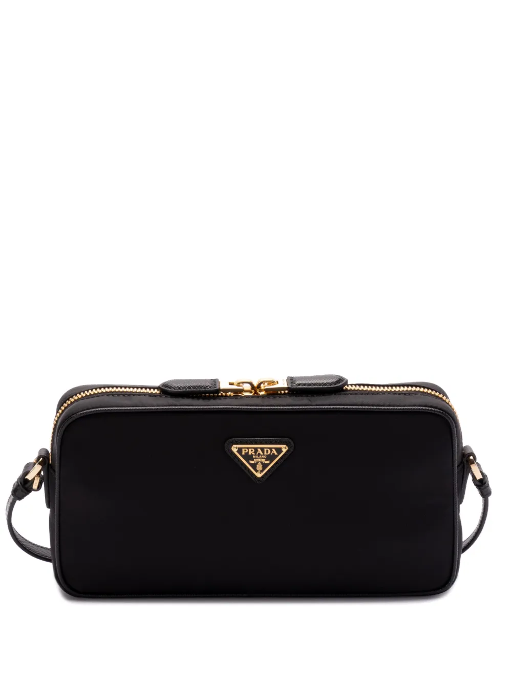 Prada enamel-triangle crossbody bag - Nero