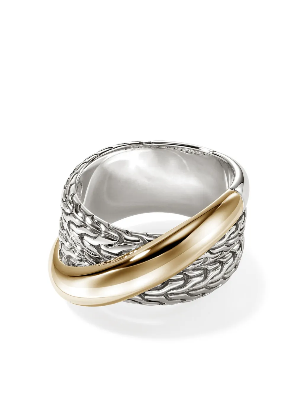John Hardy 14kt yellow gold JH Essential Crossover ring - Argento