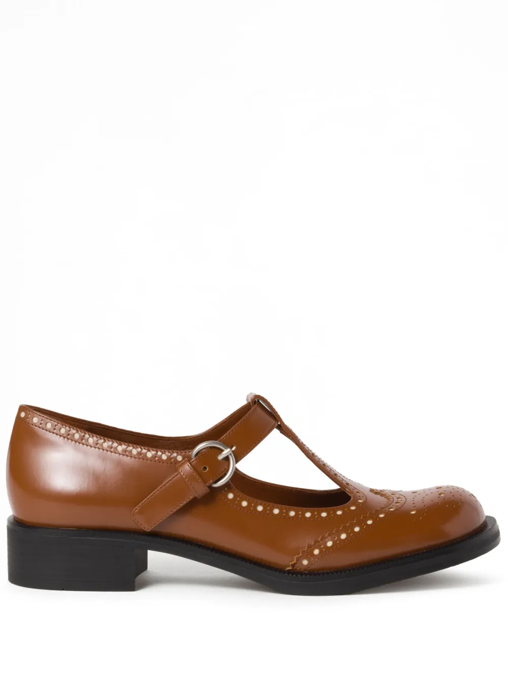 Miu Miu Brogues con cinturino a T - Marrone