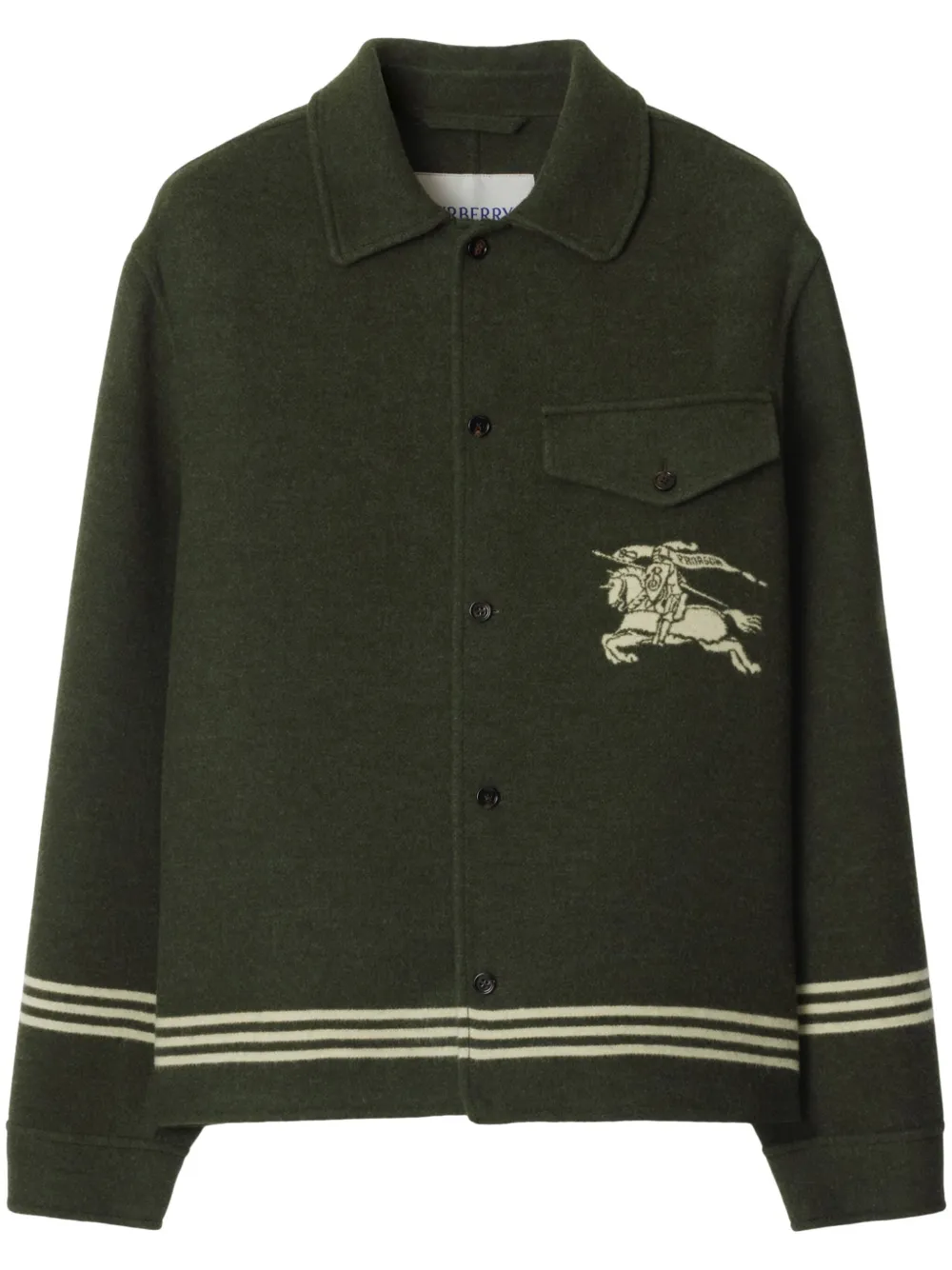 Burberry stripe detail overshirt jacket - Verde