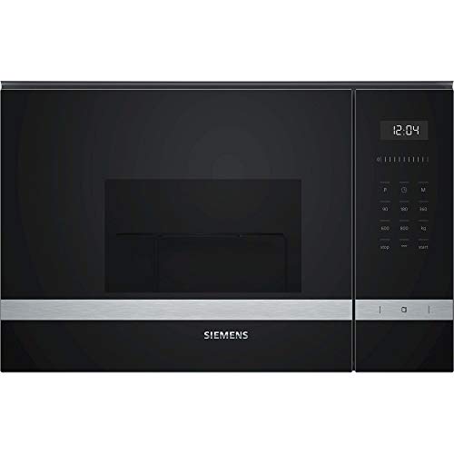 Siemens Be525Lms0 Iq500 - Microonde Integrabile, 38 Cm, 20 L, 800 W, Grill 1000 W, Colore: Nero E Acciaio Inox