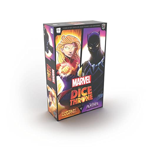 Usaopoly Marvel Dice Throne | 2 Hero Box Featuring Captain Marvel; Black Panther | Standalone Competitive Dice Game | Officially-Licensed Marvel Game 
