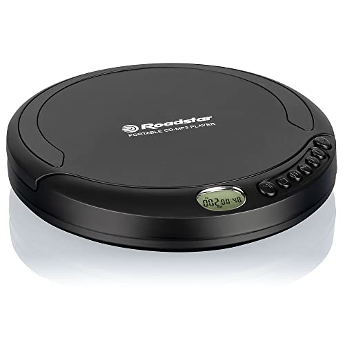 Roadstar Pcd-498Nmp/Bk Discman Lettore Cd-Mp3 / Wma, Cda, Cd-R, Cd-Rw, Portatile Con Auricolari Inclusi, Senza Fili, Funzione Anti-Shock, Display Lcd,