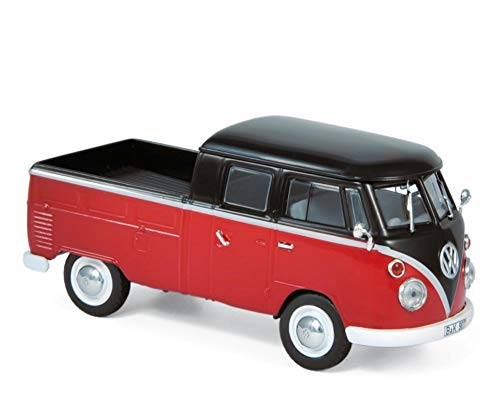 Norev- Vw T1 Double Cabin 1961-Red & Black - Modellino In Scala 1:43, 840218, Colore: Rosso