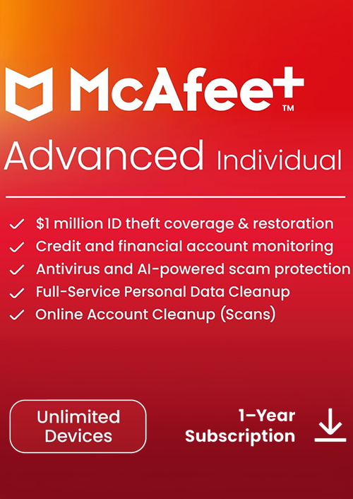 Mcafee+ Advanced - Individual Gift Card (Pc, Android, Mac, Ios)