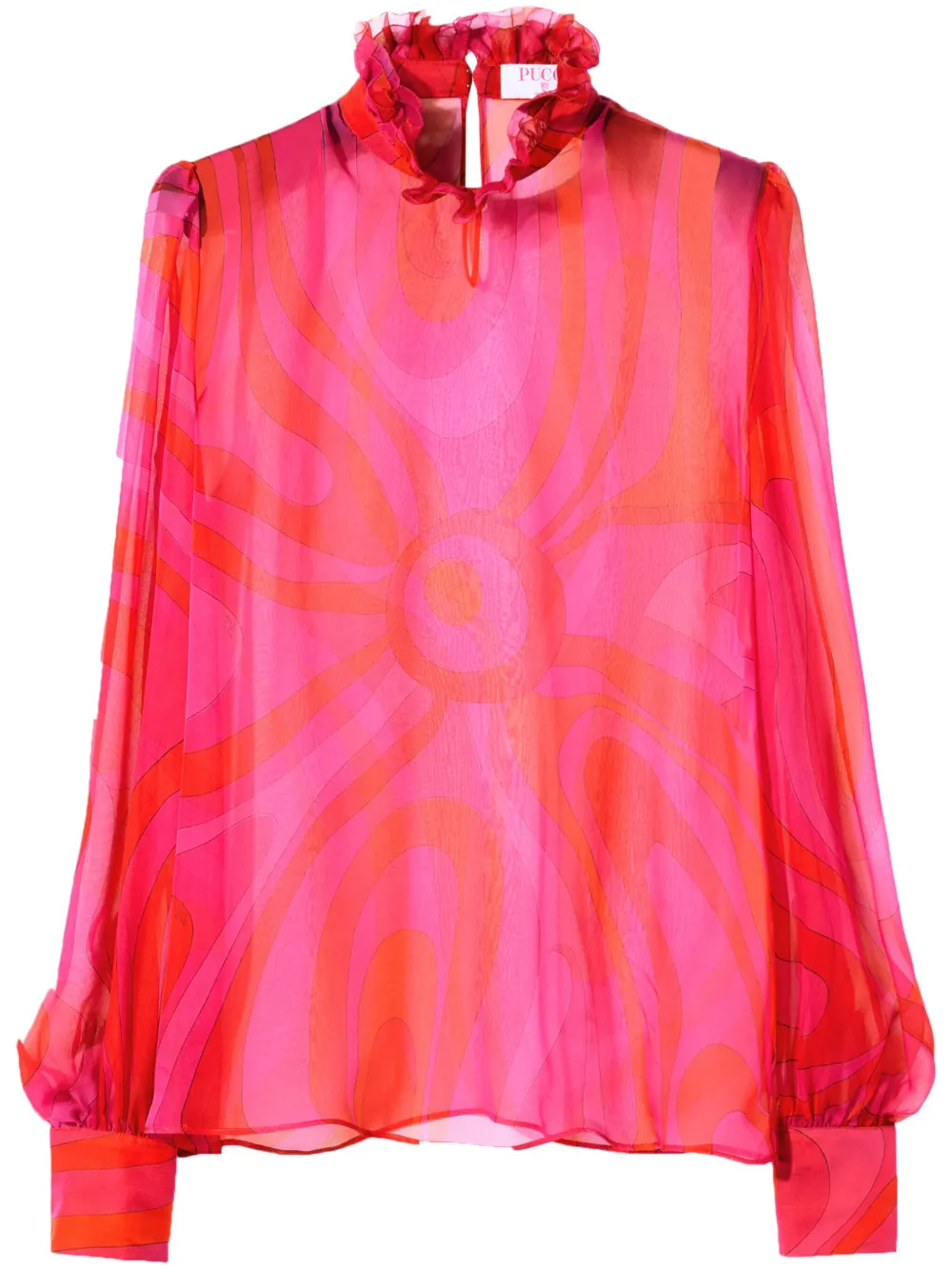 PUCCI semi-sheer silk chiffon blouse - Rosa