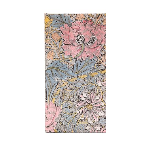 Paperblanks Agende 12 Mesi 2025 | Morris Caprifoglio Rosa | Slanciato | Orizzontale | Chiusura Con Fascia Elastica: Tydzień Na Dwóch Stronach, Zamykan