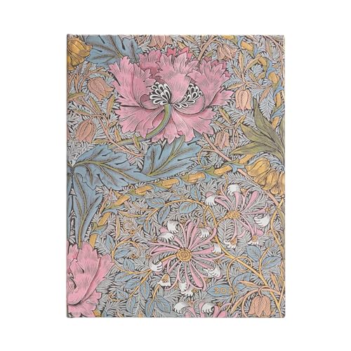 Paperblanks Agende 12 Mesi 2025 | Morris Caprifoglio Rosa | Ultra | Verticale | Chiusura Con Fascia Elastica: Tydzień Na Dwóch Stronach, Zamykany Na G