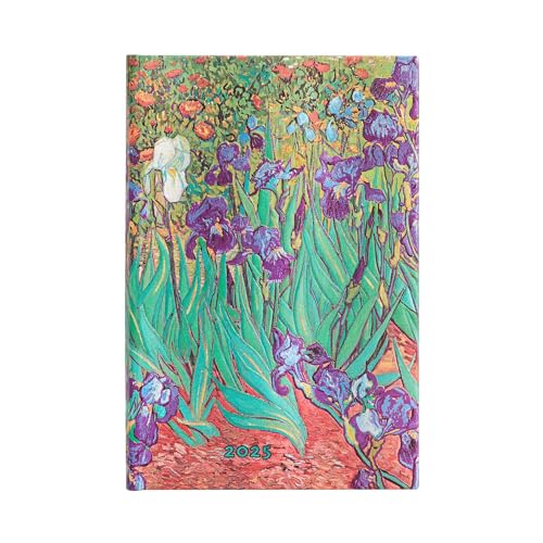 Paperblanks Agende 12 Mesi 2025 | Iris Di Van Gogh | Mini | Verso | Chiusura Con Fascia Elastica: Tydzień Na Dwóch Stronach, Zamykany Na Gumkę, Papier