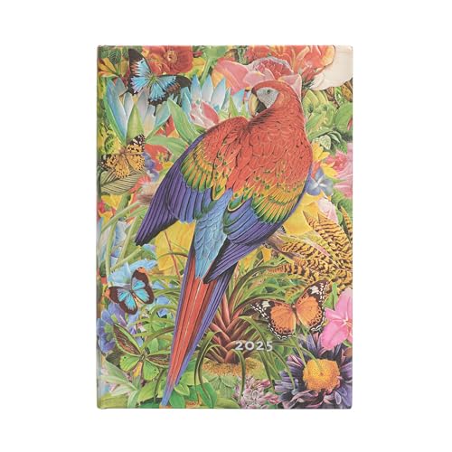 Paperblanks Agende 12 Mesi 2025 | Giardino Tropicale | Midi | Verticale | Chiusura Con Fascia Elastica: Tydzień Na Dwóch Stronach, Zamykany Na Gumkę, 