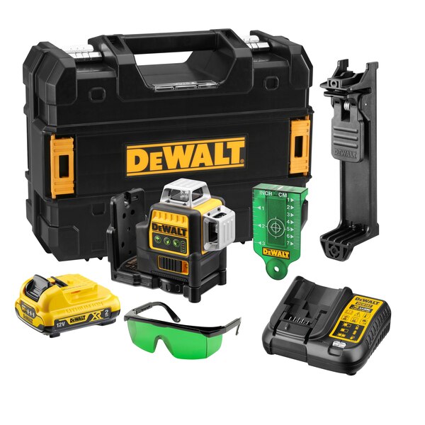 Niveau laser multilignes vert 10,8V XR + 1 batterie 2Ah + chargeur - DEWALT - DCE089D1G-QW