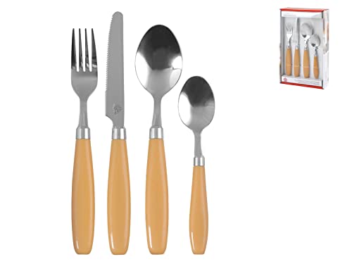 Home Servizio Posate 24 Pezzi Dinamika Manici Arancio Arredo Tavola, Acciaio Inossidabile
