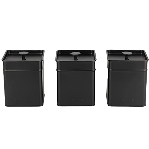 Salter Bw12457Eu7 Kuro Set Di 3 Contenitori Da Cucina – Tè, Caffè, Zucchero, Finitura Nera Verniciata A Polvere, Coperchi Facili Da Aprire, Freschezza