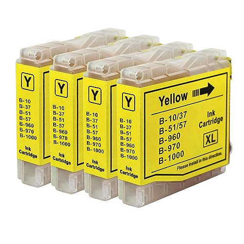Go Inks® 4 Cartucce D'Inchiostro Giallo Per Sostituire Brother Lc970Y E Lc1000Y Compatibili/Non-Oem Per Stampanti Brother Dcp, Mfc E Fax