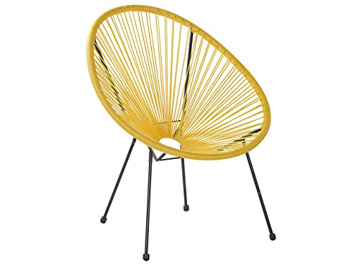 Beliani Sedia Moderna Rotonda In Rattan Spaghetti Giallo Acapulco Ii