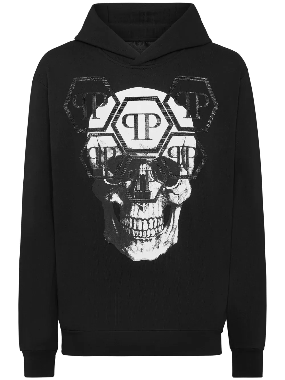 Philipp Plein skull-print cotton hoodie - Nero