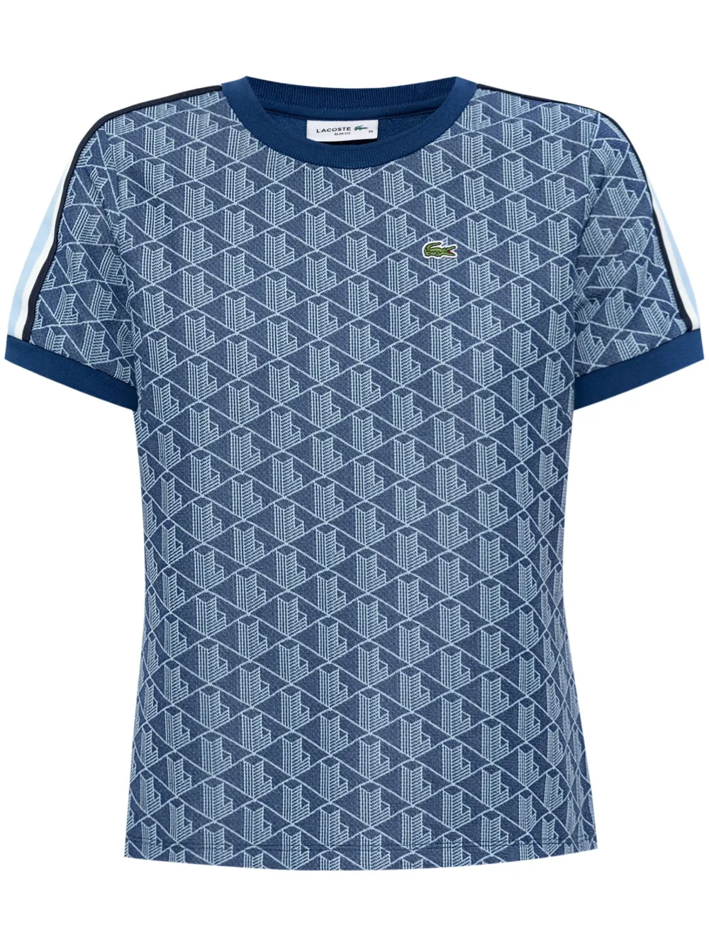 Lacoste jacquard monogram T-shirt - Blu