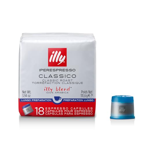 Illy Caffè, Capsule Caffè Lungo, Tostatura Media, Caffè Arabica 100%, 18 Capsule
