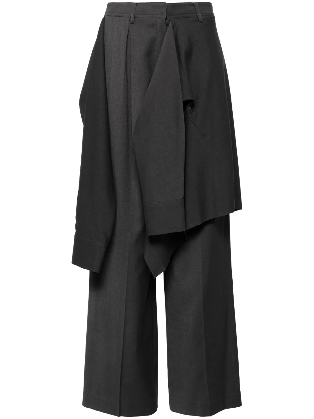 Goen.J layered shirt raw-edge cut pants - Grigio