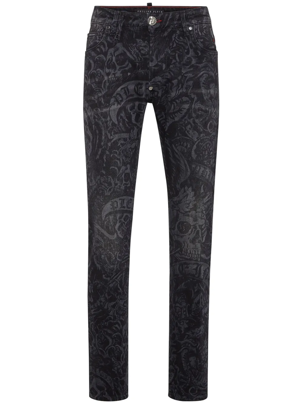 Philipp Plein tattoo-print straight-leg jeans - Grigio