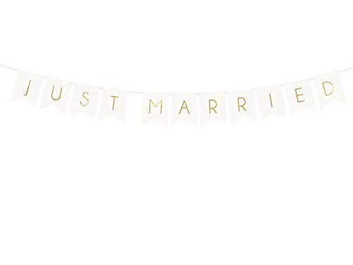 Di&Gi Festone Bandierine Bianco Stampa Oro Just Married Cm. 155X15