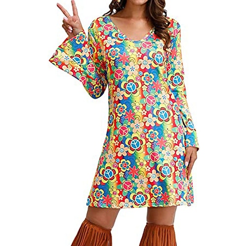 Retrò vintage Anni '70 Discoteca Vestiti Costume da donna anni '70 Abiti anni '70 Hippie Per donna Stampe Mascherata Festa / Serata Abito