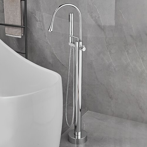 Rubinetto vasca - minimalista Galvanizzato Autoportante Valvola in ceramica Bath Shower Mixer Taps
