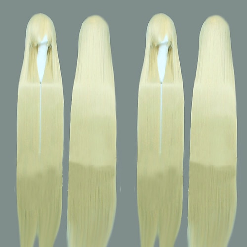 parrucca cosplay parrucca cosplay diritta naturale con frangia parrucca nera / bionda lunga a1 a2 a4 a7 a8 capelli sintetici 58 pollici cosplay femmin