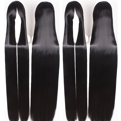 parrucca cosplay parrucca cosplay diritta naturale con frangia parrucca nera / bionda lunga a1 a2 a4 a7 a8 capelli sintetici 58 pollici cosplay femmin