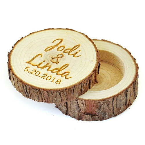 Personalizzato Scatole portafedi Legno Collana Cilindro Inciso